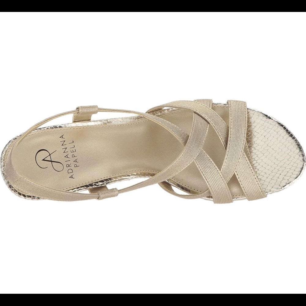 NWT Adrianna Papell Alba Platino Metallic gold and tan wedges / 9.5 / Inc. box - Picture 2 of 16